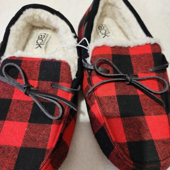 Nordstrom Rack Slippers For Women Size Small Red Plaid Moccasin - Picture 1 of 12